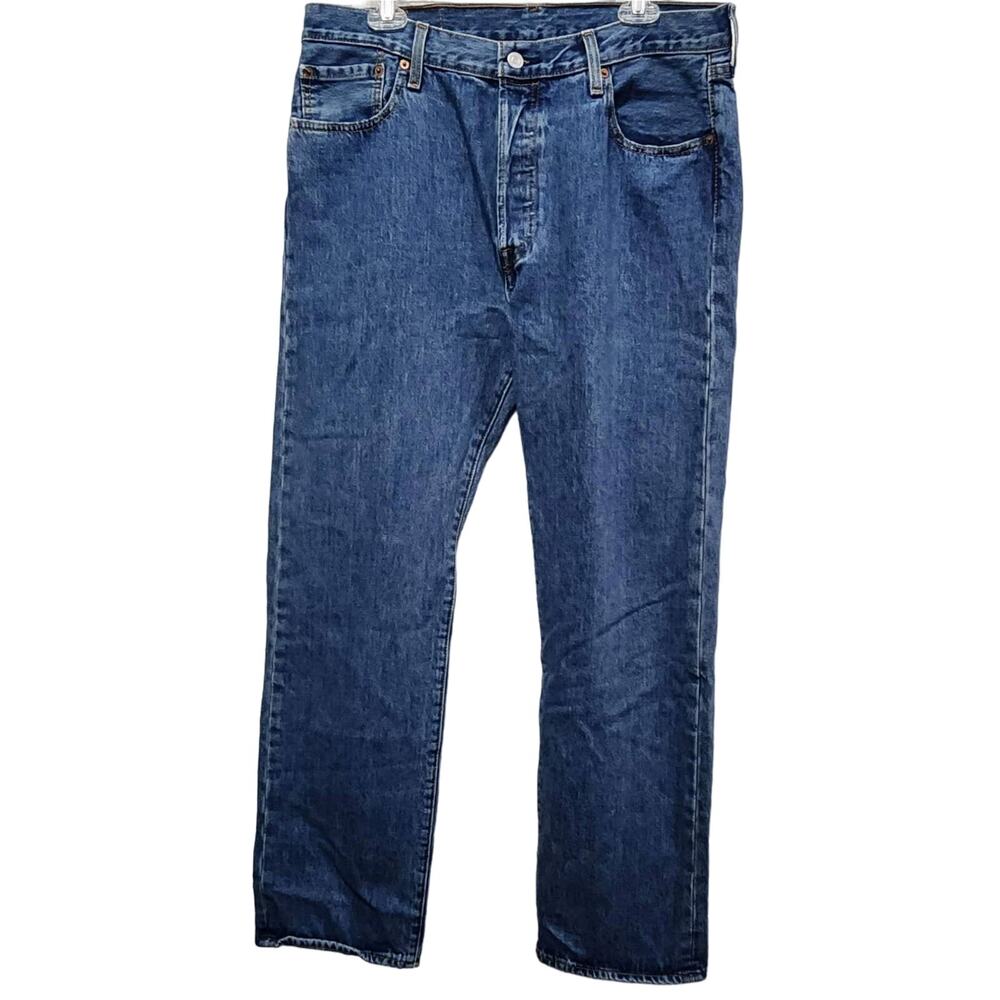 Levi 501 Men Original-Fit Button-Fly Blue Denim Jeans Straight-Leg Size 35X32
